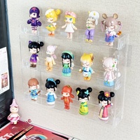 Étagère de rangement et de présentation pour figurines Pop Mart et petits ornements, style Blind Box, mignonne, mini, sans perçage, en plastique, 3 niveaux