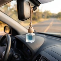 Flacon de parfum pour voiture en verre givré de 8 ml avec bouchon en bois, diffuseur d'aromathérapie, plusieurs senteurs, longue durée, OEM ODM, logo personnalisé