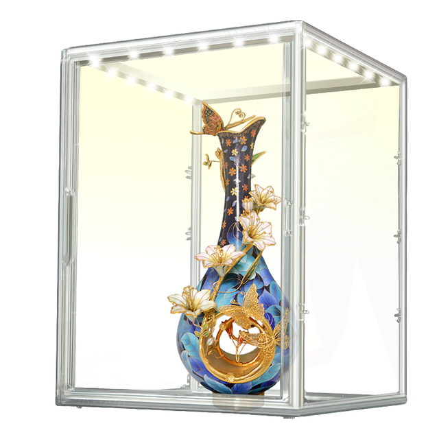 DAYOOH Dustproof Protection Collectibles Display Box Organizer Clear Stackable Foldable Led Acrylic Display Case with Light