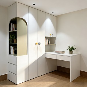 Vitrina color <span class=keywords><strong>crema</strong></span> multifuncional para sala de estar, mueble de exhibición con cajones para la sala de estar del hogar. - Product Image 2