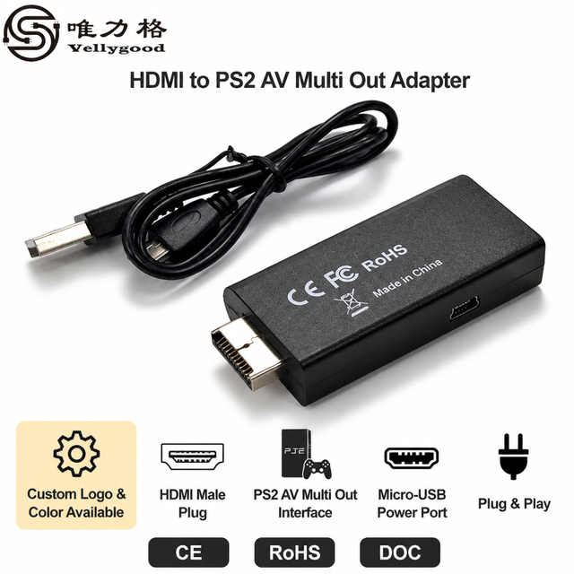 Male to Female PS2 to for HDMI Converter 3.5mm High Definition Multimedia Interface HD-MI Adapter Audio Video Converter for PS2