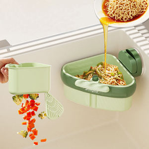 Wholesale Triangle <b>Caddy</b> with Detachable Strainer, Press-Release Suction Base & Trash Basket for <b>Food</b> Scraps, One-Touch Drain - Product Image 1