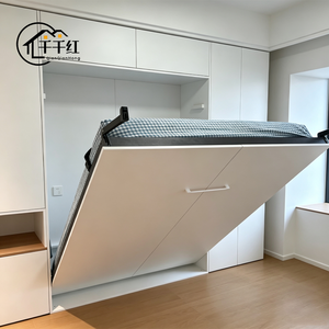 Cama Plegable de Pared Tipo Murphy, Tamaño Completo, Panel de Tablero de Partículas, Ahorro de <span class=keywords><strong>Espacio</strong></span>, Diseño Moderno <span class=keywords><strong>Invisible</strong></span>, Estructura de Hierro, Opciones de Varios Tamaños - Product Image 1