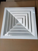 Grille de ventilation carrée moderne en alliage d'aluminium à quatre voies pour plafond, diffuseur d'air pour appartement