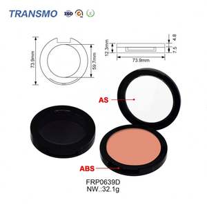 Recycled <b>Plastic</b> Cream Blush Packaging Compact Powder case <b>Mirrored</b> Round Empty Blush case - Product Image 2
