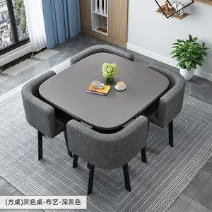 Tablero de MDF cuadrado moderno, juego de mesa de comedor de madera de 4 plazas para cocina, restaurante, cafetería, juego de mesa de comedor de lujo