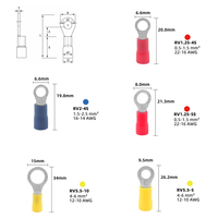 Terminal de Anillo Preaislado Serie RV, Conector de Crimpado de Cobre Estañado para Cable Eléctrico