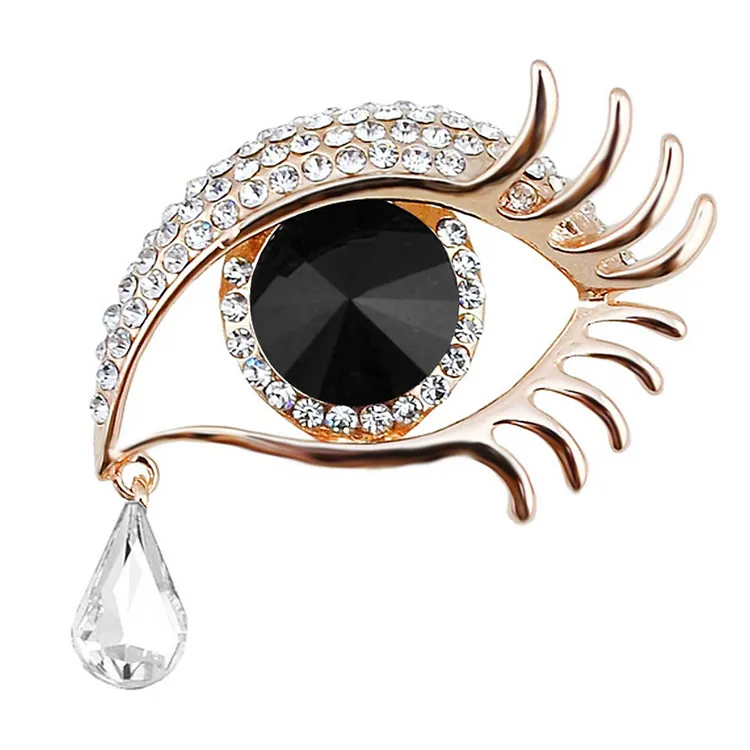 New Style Fashion Eye Rhinestone Brooches Angel Tears Blue Eye Crystal Brooch