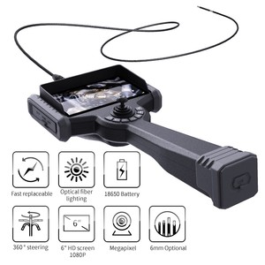 Vidéoscope industriel durable de 5 m de long avec fibre optique, caméra endoscopique à LED arrière lumineuse et écran tactile pour échangeurs de chaleur - Product Image 2