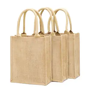 Recycled Beach Bag Custom Jute Hand Bags Small Burlap Jute Tote Bag With Logo Wholesale