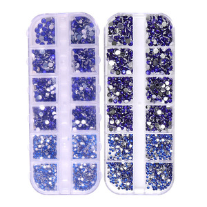 12 Grids Colorful AB <b>Pink</b> Flatback Circular <b>Drill</b> Glass Stones Nails Charm Acrylic for Nail Diamond Art Fashionable DIY Boxes - Product Image 5