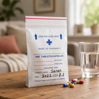 Sac à médicaments transparent refermable et réutilisable, conteneur hermétique en plastique pour comprimés et capsules, sac de distribution de médicaments avec espace d'écriture pour ordonnances