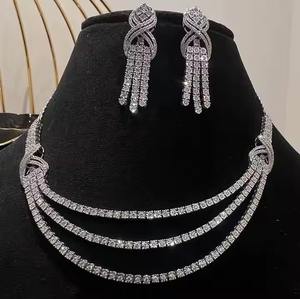 Ensemble de collier luxueux en or 14 carats avec diamants naturels certifiés par un tiers pour un anniversaire de mariage, bijoux élégants - Product Image 1