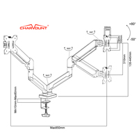 Charmount Hot Selling Gas Spring Support de moniteur à double bras pour écran 17 "-32"