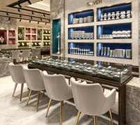 Meubles de magasin de bijoux en MDF de luxe moderne avec éclairage LED, étagères murales durables, comptoir design, vitrine de présentation de bijoux pour