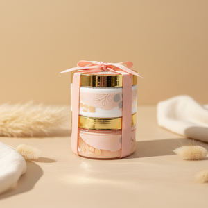 Coffret Cadeau Gommage Corporel et Beurre Corporel Marque Blanche 250ml – Duo Soin Empilable Végétalien : Gommage au Sucre & Beurre Corporel au Karité avec Ruban - Product Image 1