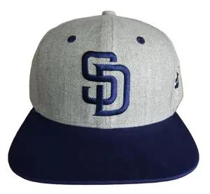 Gorra de béisbol de poliéster acrílico gris con logotipo bordado Nueva promoción 100% Acrílico Flat Bill Snap Back Sports Cap