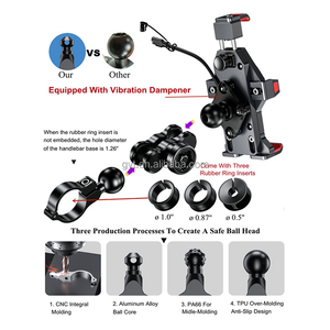 Accessoires de vélo et de moto de haute qualité, amortisseur de chocs, support de téléphone rotatif à 360 degrés, chargeur sans fil 15W avec lumière LED - Product Image 6