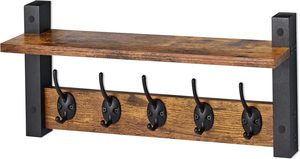 Étagère murale flottante avec 5 crochets robustes pour entrée, salle de bain, chambre, cuisine à <span class=keywords><strong>Bloomington</strong></span> - Product Image 4