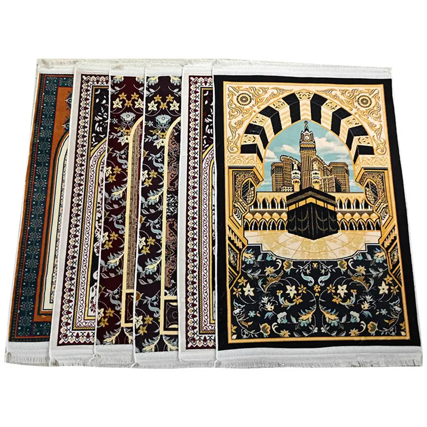 Islam pocket travel educational padded gift sets prayer carpet islamic foam backrest foldable turkey rug muslim prayer mat