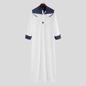 Yiwu Muqian Trading Firm Arabic Kaftan for Men Thobe Fabric Polyester Casual Saudi Satin <strong>Model</strong> East Muslim <strong>Abaya</strong> - Product Image 2