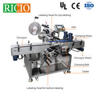 Machine d'étiquetage automatique double face (haut et bas) pour bouteilles plates, conçue et fabriquée par RICIO
