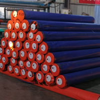 Terpal HDPE PE Woven Fabric Gulungan, Warna Biru Tua dan Oranye, 240Gsm, Harga Murah