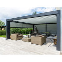 Pergola de jardin extérieure en aluminium de luxe de haute qualité - Motorisée, télécommandée, imperméable, résistante au vent, couleurs personnalisées 3x4m