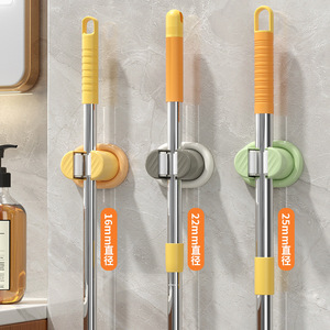 Multifunction Plastic Mop Hook Wall Mounted Stainless Steel Round For Bathroom Storage - Product Image 2