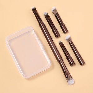 Têtes de brosse en fibres synthétiques détachables et remplaçables, manche en métal, 6 têtes, ensemble de pinceaux de maquillage professionnel multifonctionnel portable - Product Image 3