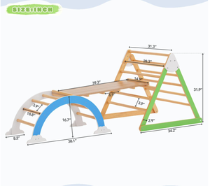 Arco da <span class=keywords><strong>arrampicata</strong></span> in legno multifunzione reversibile giocattolo ad arco per interni rampa della giungla Rocker parco giochi in legno naturale - Product Image 3
