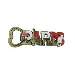 Aimants de réfrigérateur personnalisables pour souvenirs touristiques, thème Paris France, ouvre-bouteille en métal - Product Image 1