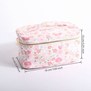 กระเป๋าเครื่องสำอางแบบพกพาขนาดใหญ่ ดีไซน์ดอกไม้ DIY  ทนทาน แฟชั่น  บุผ้าฝ้ายด้านใน  เป็นมิตรกับสิ่งแวดล้อม  พร้อมหูหิ้วนุ่ม  จัดระเบียบเครื่องสำอาง - Product Image 6