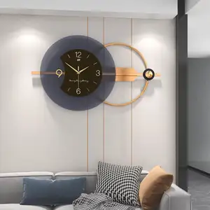 Jam dinding besar dekorasi rumah, arloji logam mewah kreatif desain Modern grosir