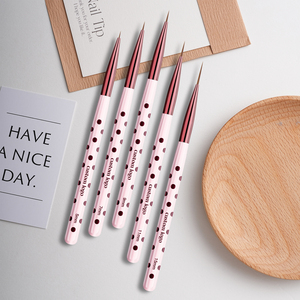 5Pcs High Quality Custom Logo <strong>Wood</strong> Handle UV Gel Liner <strong>Brush</strong> <strong>Nail</strong> Art Detail <strong>Brushes</strong> Private Label <strong>Nail</strong> Art <strong>Brush</strong> Liner Set - Product Image 4
