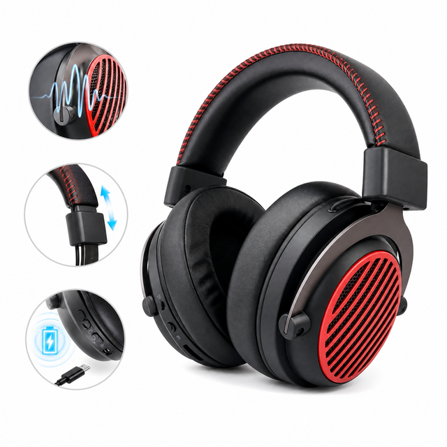 2.4G BT6.0 Wireless Gaming Headset Headphones Type-C 1200mAh 42-65Hours Professional Game Headset for PS4/PS5/switch/PC