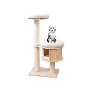 Двухслойная кошачья башня для домашних кошек плюшевый окунь с кошачьими кондоминиумами и когтетками с ткаными корзинами