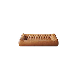 Canapés de luxe en cuir marron et noir classiques de style milieu du siècle meubles de salon ensemble de canapés Chesterfield - Product Image 6