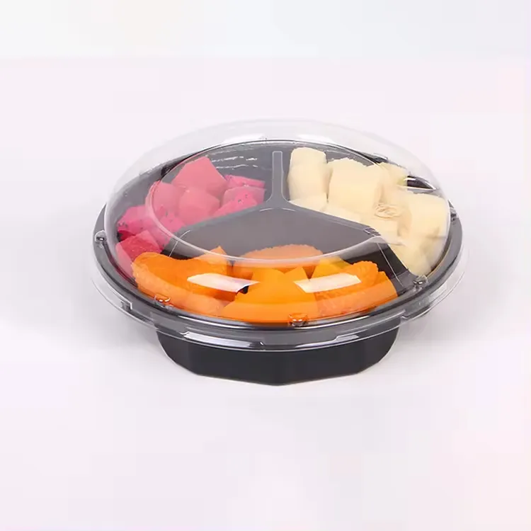 Recipiente descartável reciclado para salada de frutas, lanche, pastelaria, recipiente plástico descartável, caixa de fast food com tampa, caixa para comida para viagem