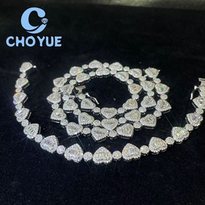 Oferta Especial: Conjunto de Joyería de Lujo para Boda y Fiesta para Mujer, Collar de Cadena de Tenis de Plata 925 con Moissanita de Corte Corazón, con GRA - Product Image 4