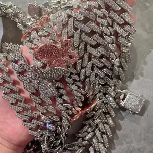 קלאסי זול 12mm קובני שרשרת אייס מתוך ריינסטון אבץ סגסוגת 18K זהב מיאמי קובני קישור שרשרת סיטונאי אייס מתוך תכשיטים - Product Image 1