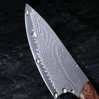 Damascus staal 10Cr15MOV 5 inch koksmes milieuvriendelijk ambidextrous acryl handvat walnoot houten schede hoogglans afwerking