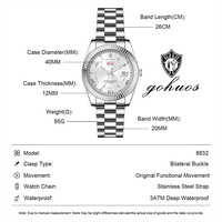 Ensemble de montres de luxe personnalisées Gohuos 58832 8832, étanches, avec aiguilles lumineuses, calendrier, bracelet en acier inoxydable, montre-bracelet à quartz pour homme