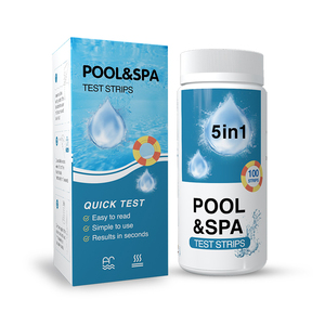 Kit de <span class=keywords><strong>test</strong></span> rapide de haute qualité pour piscine et spa, 5 paramètres précis, bandelettes de <span class=keywords><strong>test</strong></span> rapides pour chlore, choc, <span class=keywords><strong>pH</strong></span>, alcalinité, usage intérieur - Vente chaude - Product Image 1