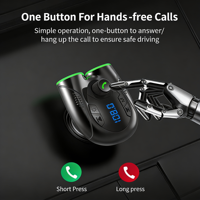 Transmisor FM para Auto con Bluetooth, Reproductor MP3, Llamadas Manos Libres, Puerto de Carga USB Tipo-C Dual, Monitor de Voltaje para Automóviles, Camionetas y Camiones
