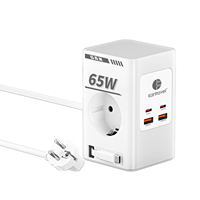 Stop Kontak Listrik Harga Terjangkau PD 65W Gan 4 Port USB Pelindung Lonjakan Arus 110-250V AC Kabel Ekstensi 2m Colokan US