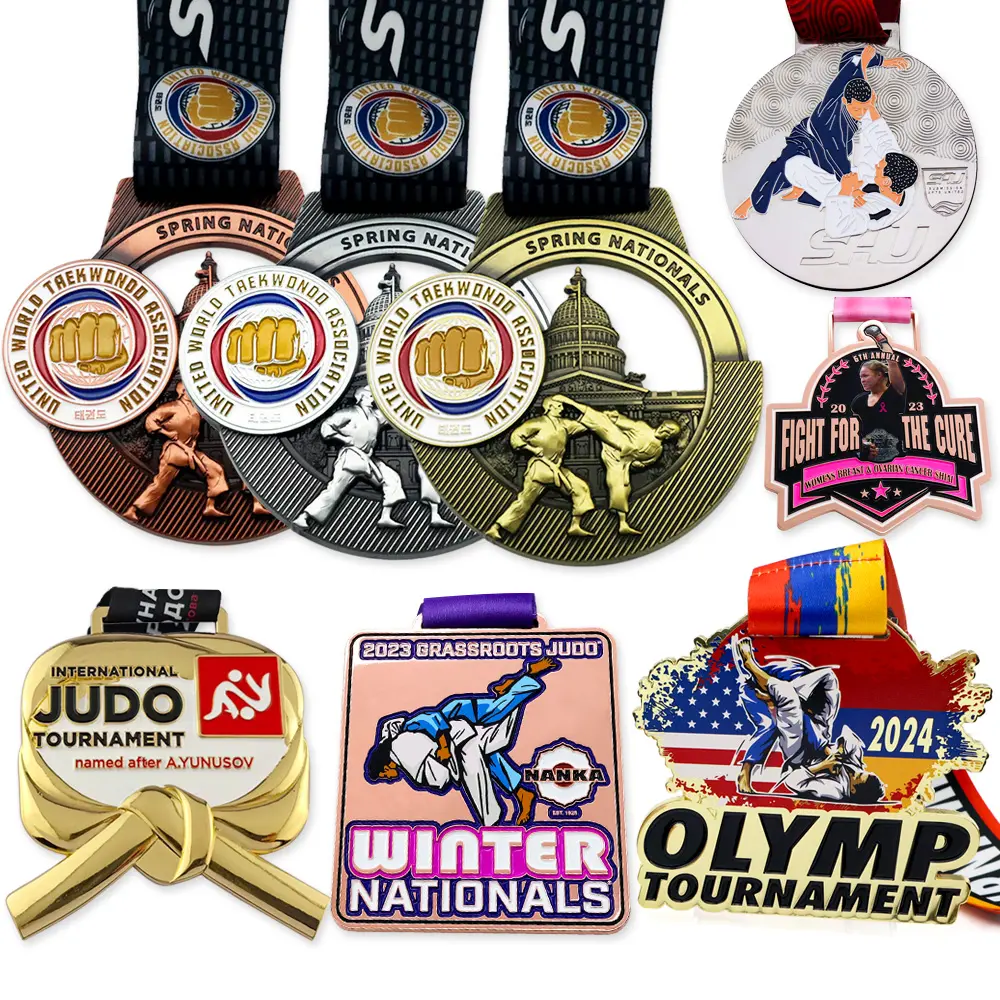 Badges en métal personnalisés, pour prix en or, plaques pour les Arts martiaux, vente en gros,