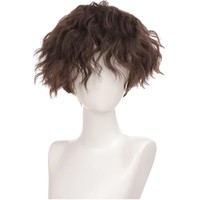 Perruques synthétiques courtes bouclées pour hommes garçon Costume Cosplay fête cheveux résistants à la chaleur noirs naturels