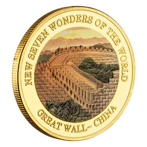 Farbdruck Die große Mauer vergoldete sammler-Münze Geschenk Neue sieben Wunder der Welt große Gebäude Souvenir-Münzen - Product Image 5