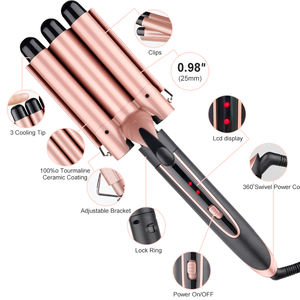 5 en 1 Interchangeable Cheveux <span class=keywords><strong>Fer</strong></span> À Friser Curl Baguette Curling Ensemble LCD Affichage Marque Privée Cheveux Bigoudi Rouleau Brosse Chaude Peigne Outils - Product Image 2
